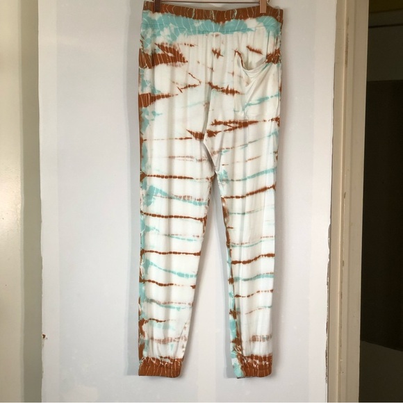 YOUNG FABULOUS & BROKE Aqua/Rust TIE DYE 2PC JOGGER LOUNGE SET | Size M - Picture 13 of 16